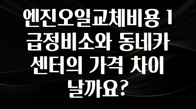 엔진오일교체비용 1급정비소와 동네카센터의 가격 차이 날까요?