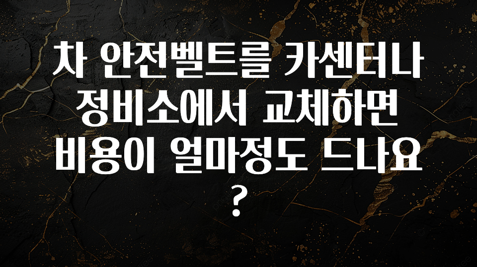 차 안전벨트를 카센터나 정비소에서 교체하면 비용이 얼마정도 드나요?