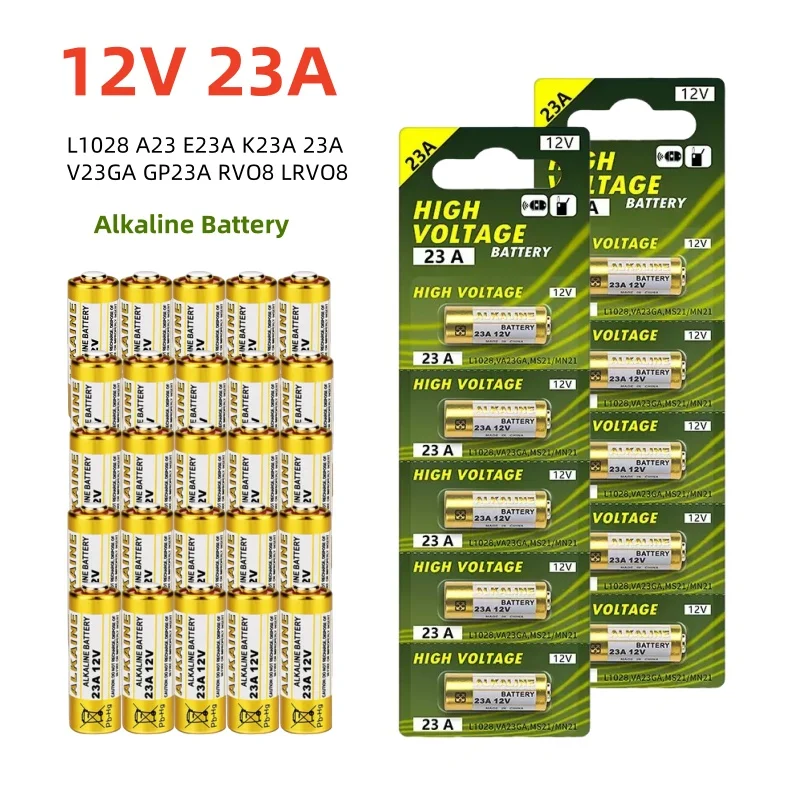 12V 23A 배터리 23GA A23S E23A EL12 MN21 V23GA GP23A LRV08 초인종 원격 제어 전기 장난감 A23 알카라인 배터리 팩