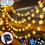 태양 크리스탈 글로브 LED 문자열 조명 60 LED 8 조명 모드 IP65 요정 빛 크리스마스 갈 랜드 정원 파티 장식 1pc/2pcs