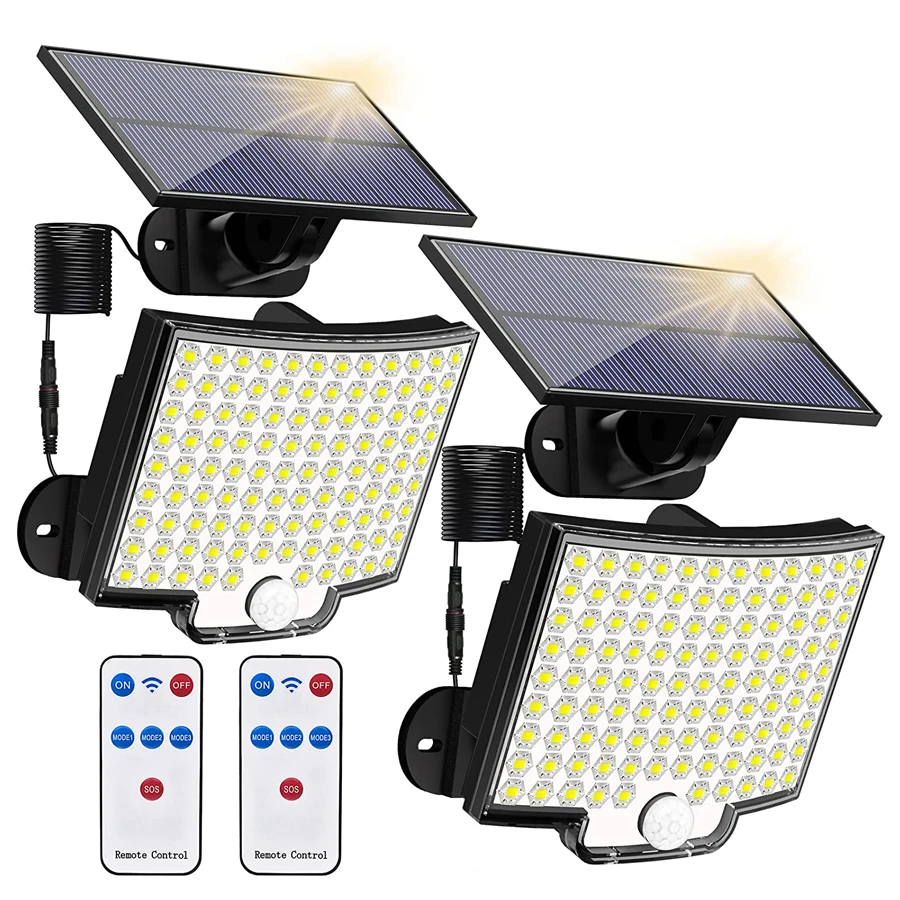 106/318 LED 태양광 조명 야외 328 LED 스포트라이트 IP65 방수 모션 센서 인간 태양광 홍수 보안 조명 3가지 모드
