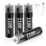 MATOV USB 리튬이온 AAA 충전식 배터리 AAA 1.5V 1100mWh 리튬 배터리 4-in-1 USB 케이블 포함 장난감 카메라 손전등